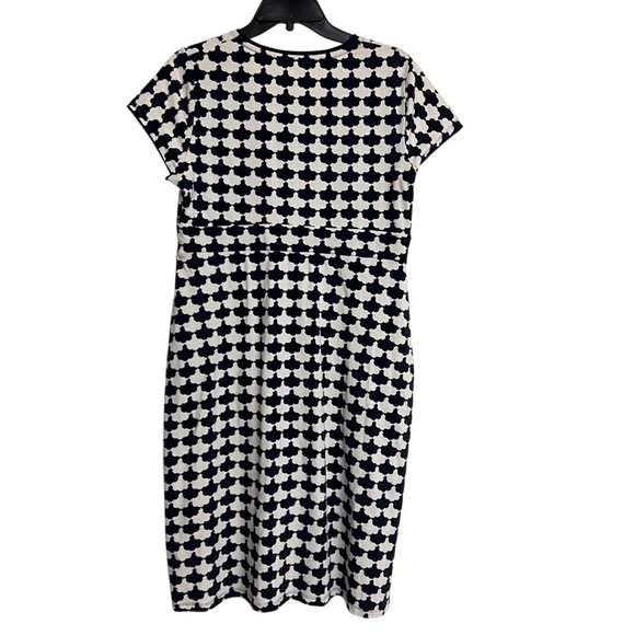 Boden Printed White Navy Jersey Short Sleeve Dress‎ - Picture 4 of 6